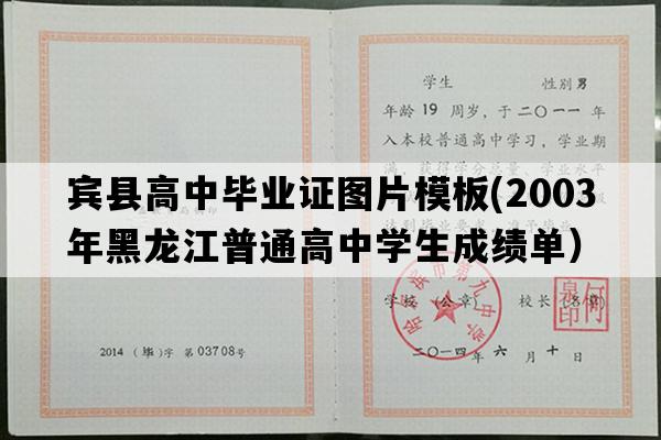 宾县高中毕业证图片模板(2003年黑龙江普通高中学生成绩单）