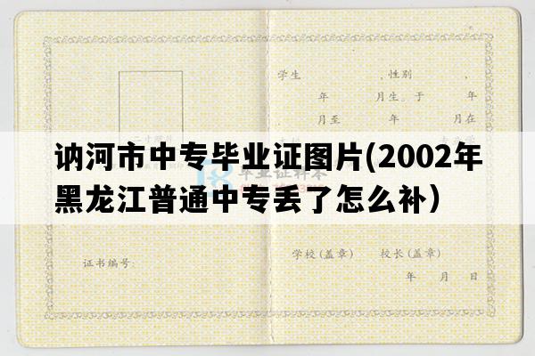 讷河市中专毕业证图片(2002年黑龙江普通中专丢了怎么补）