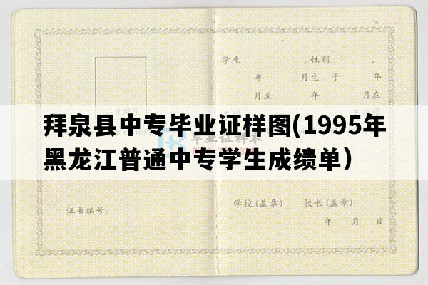 拜泉县中专毕业证样图(1995年黑龙江普通中专学生成绩单）