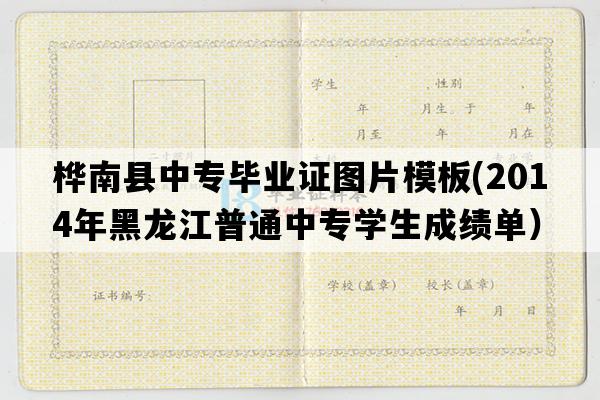 桦南县中专毕业证图片模板(2014年黑龙江普通中专学生成绩单）