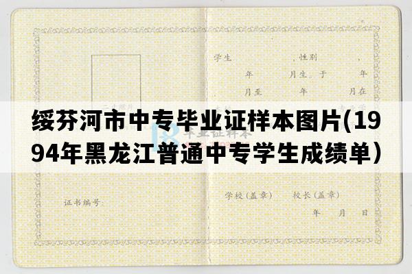 绥芬河市中专毕业证样本图片(1994年黑龙江普通中专学生成绩单）