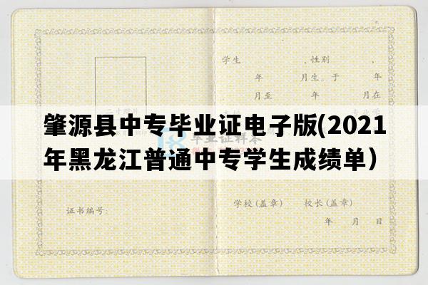 肇源县中专毕业证电子版(2021年黑龙江普通中专学生成绩单）