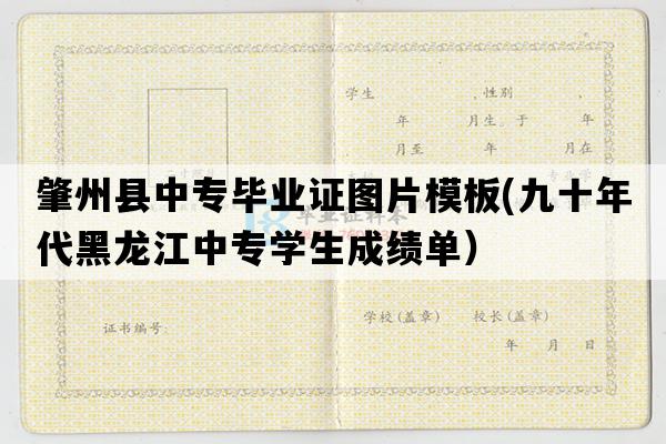 肇州县中专毕业证图片模板(九十年代黑龙江中专学生成绩单）