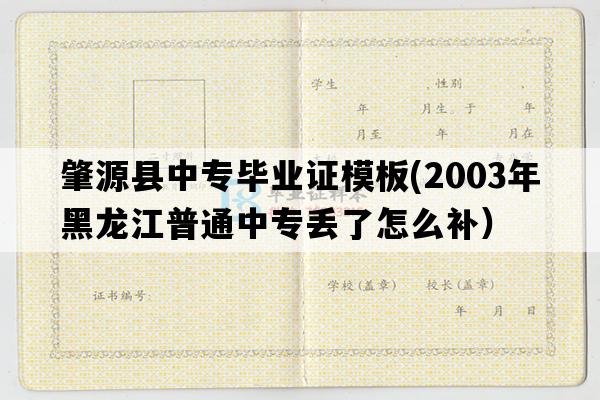 肇源县中专毕业证模板(2003年黑龙江普通中专丢了怎么补）