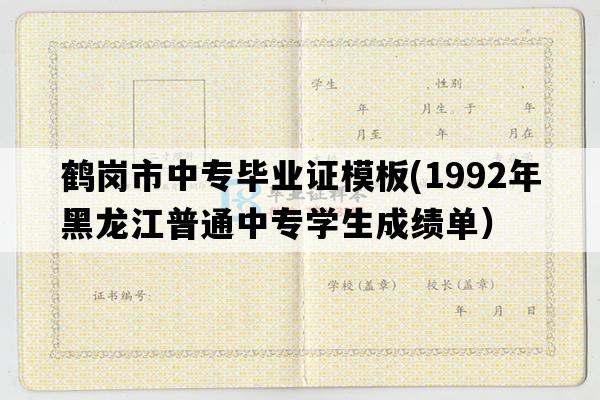 鹤岗市中专毕业证模板(1992年黑龙江普通中专学生成绩单）