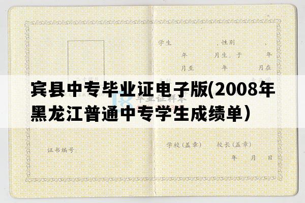 宾县中专毕业证电子版(2008年黑龙江普通中专学生成绩单）