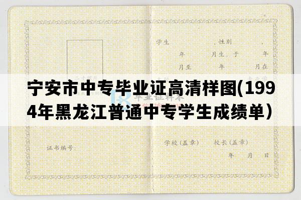 宁安市中专毕业证高清样图(1994年黑龙江普通中专学生成绩单）