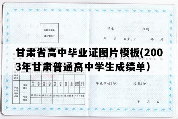 甘肃省高中毕业证图片模板(2003年甘肃普通高中学生成绩单）