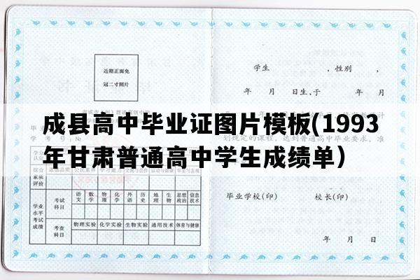 成县高中毕业证图片模板(1993年甘肃普通高中学生成绩单）