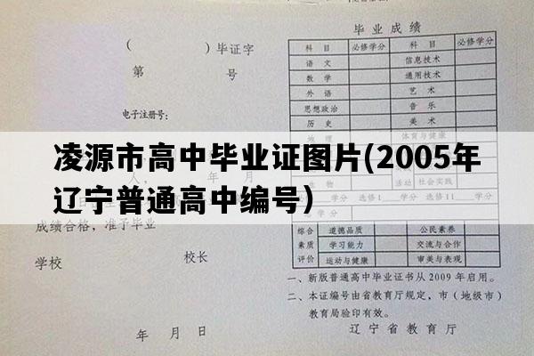 凌源市高中毕业证图片(2005年辽宁普通高中编号）