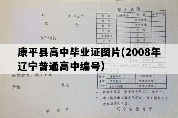 康平县高中毕业证图片(2008年辽宁普通高中编号）