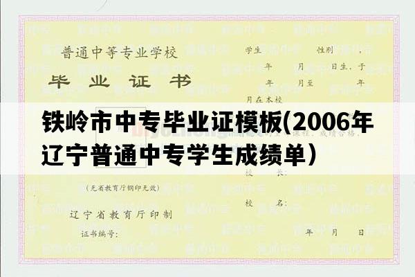 铁岭市中专毕业证模板(2006年辽宁普通中专学生成绩单）