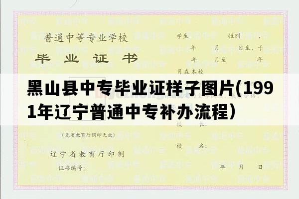 黑山县中专毕业证样子图片(1991年辽宁普通中专补办流程）