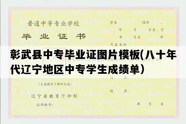 彰武县中专毕业证图片模板(八十年代辽宁地区中专学生成绩单）