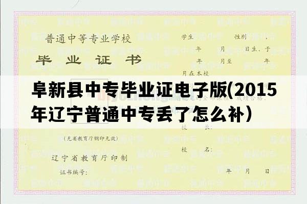 阜新县中专毕业证电子版(2015年辽宁普通中专丢了怎么补）