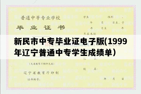 新民市中专毕业证电子版(1999年辽宁普通中专学生成绩单）