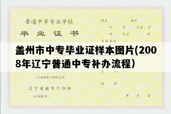 盖州市中专毕业证样本图片(2008年辽宁普通中专补办流程）