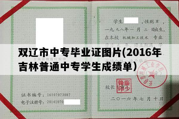 双辽市中专毕业证图片(2016年吉林普通中专学生成绩单）