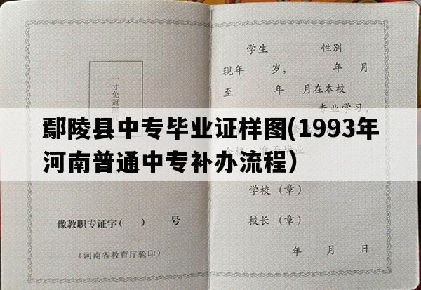 鄢陵县中专毕业证样图(1993年河南普通中专补办流程）