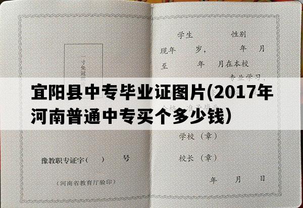 宜阳县中专毕业证图片(2017年河南普通中专买个多少钱）