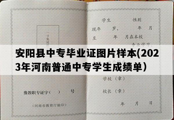 安阳县中专毕业证图片样本(2023年河南普通中专学生成绩单）