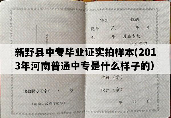 新野县中专毕业证实拍样本(2013年河南普通中专是什么样子的）