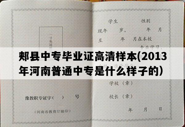 郏县中专毕业证高清样本(2013年河南普通中专是什么样子的）