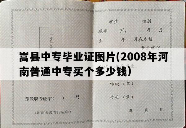 嵩县中专毕业证图片(2008年河南普通中专买个多少钱）