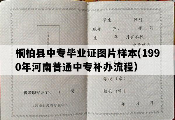 桐柏县中专毕业证图片样本(1990年河南普通中专补办流程）