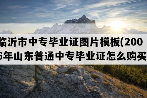 临沂市中专毕业证图片模板(2006年山东普通中专毕业证怎么购买）