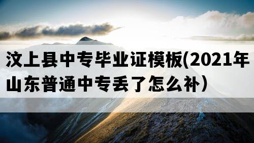 汶上县中专毕业证模板(2021年山东普通中专丢了怎么补）