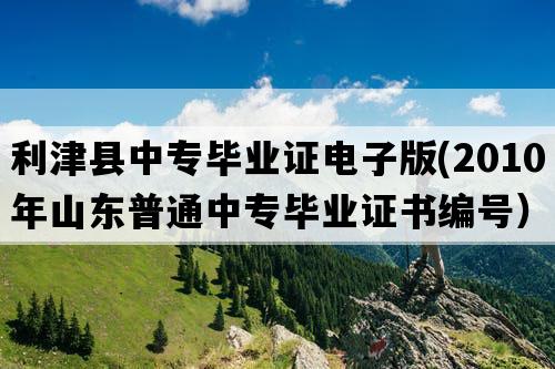 利津县中专毕业证电子版(2010年山东普通中专毕业证书编号）