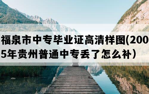 福泉市中专毕业证高清样图(2005年贵州普通中专丢了怎么补）