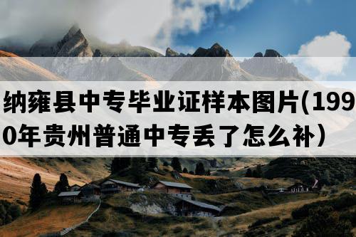 纳雍县中专毕业证样本图片(1990年贵州普通中专丢了怎么补）