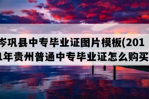 岑巩县中专毕业证图片模板(2011年贵州普通中专毕业证怎么购买）