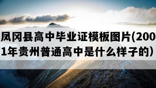 凤冈县高中毕业证模板图片(2001年贵州普通高中是什么样子的）