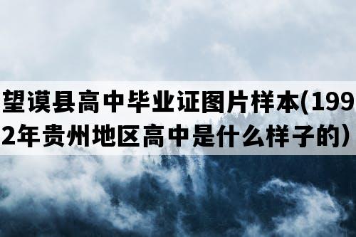 望谟县高中毕业证图片样本(1992年贵州地区高中是什么样子的）