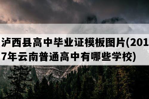 泸西县高中毕业证模板图片(2017年云南普通高中有哪些学校)