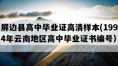 屏边县高中毕业证高清样本(1994年云南地区高中毕业证书编号）