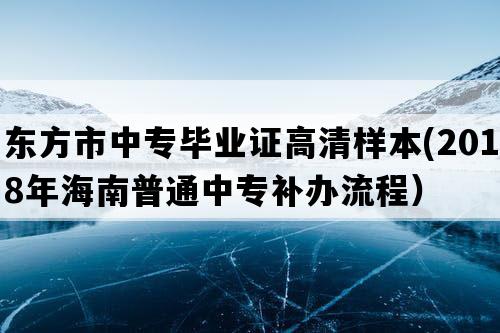 东方市中专毕业证高清样本(2018年海南普通中专补办流程）