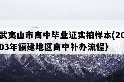 武夷山市高中毕业证实拍样本(2003年福建地区高中补办流程）