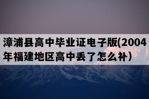 漳浦县高中毕业证电子版(2004年福建地区高中丢了怎么补）