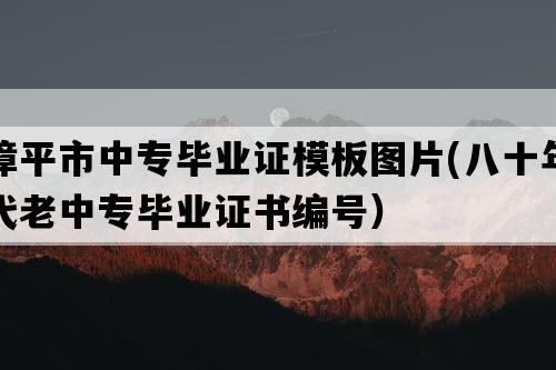 漳平市中专毕业证模板图片(八十年代老中专毕业证书编号）