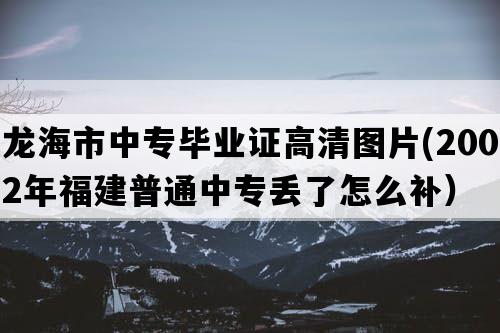 龙海市中专毕业证高清图片(2002年福建普通中专丢了怎么补）