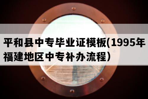 平和县中专毕业证模板(1995年福建地区中专补办流程）