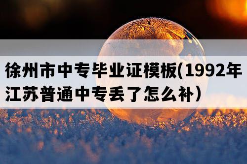 徐州市中专毕业证模板(1992年江苏普通中专丢了怎么补）