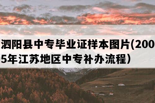 泗阳县中专毕业证样本图片(2005年江苏地区中专补办流程）