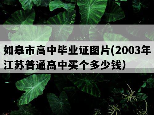 如皋市高中毕业证图片(2003年江苏普通高中买个多少钱）