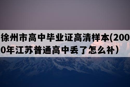 徐州市高中毕业证高清样本(2000年江苏普通高中丢了怎么补）