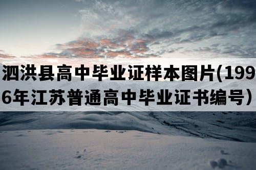 泗洪县高中毕业证样本图片(1996年江苏普通高中毕业证书编号）